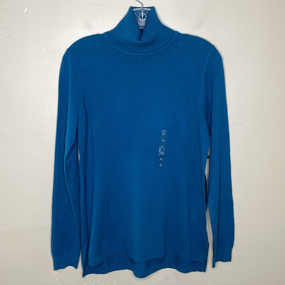 YUMMY YARNS Turtleneck Sweater Dream Teal Cozy Soft Stretchy Long Sleeve NWT Sm